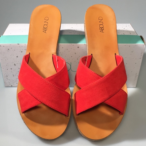 ***SALE***ABOUND Tess-Fab Faux Suede Cork Wedge Sandals - Picture 1 of 5
